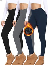 Women Fleece Stretch Cotton High Waisted Leggings Long Workout Yoga Pant Fitness