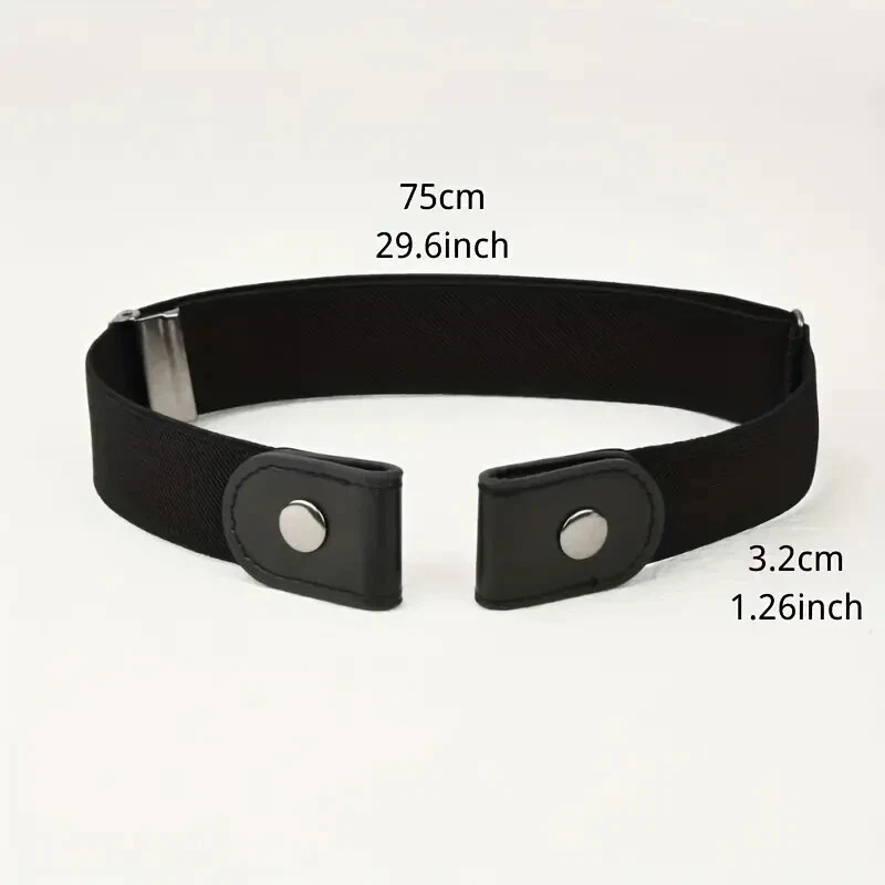 ✅ Ceinture Élastique Unisexes Noire Taille Homme Femme Sans Boucle Invisible - Photo 4/4