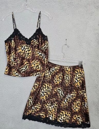 Vintage Victoria’s Secret Leopard Animal Print Half Slip Skirt SZ  M & Cami Sz S - 第 1/16 張圖片
