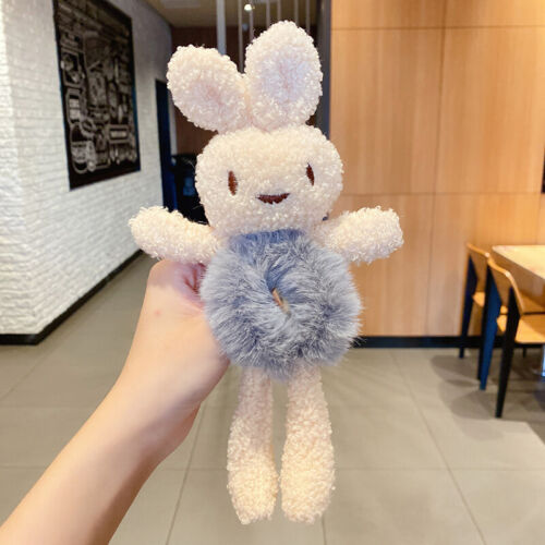 Girls Cute Rabbit Scrunchie Plush Trendy Ponytail Holder Hair Tie Accessories - Bild 7 von 16