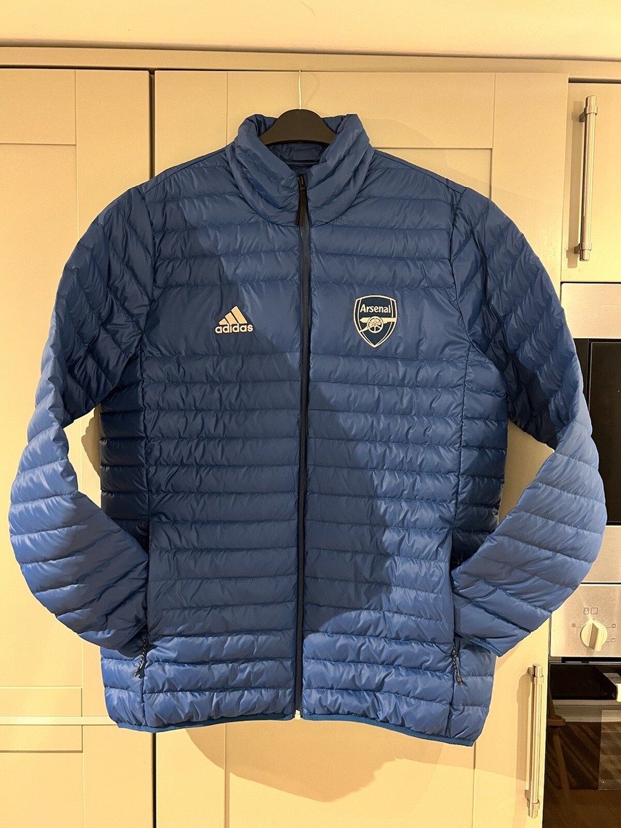 OFFICIAL ARSENAL FC Adidas 2020/21 BLUE FOOTBALL Light PADDED Coat