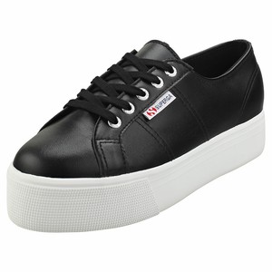 superga black leather platform