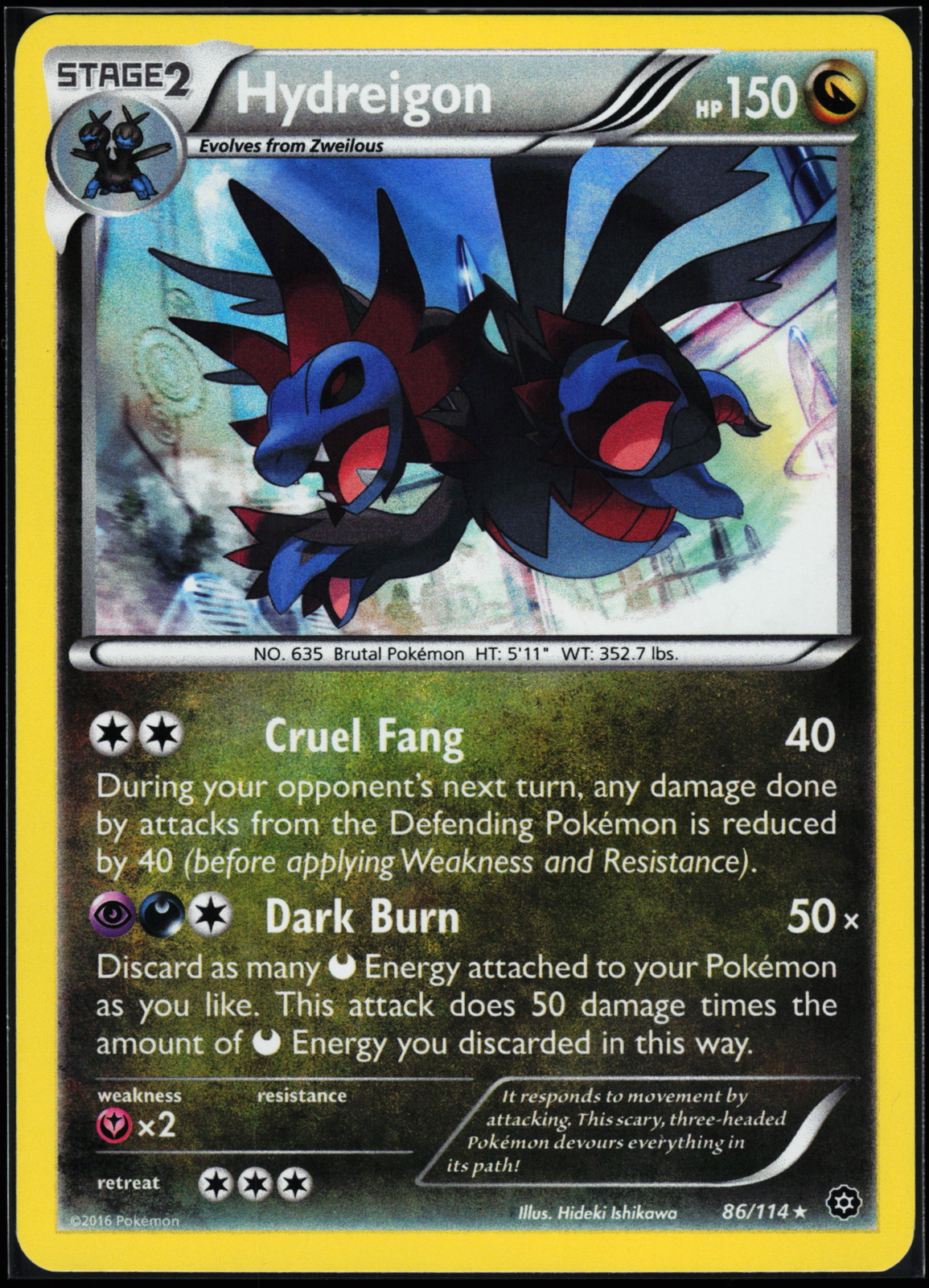 Pokemon Card - Hydreigon XY Steam Siege 86/114 Holo Rare