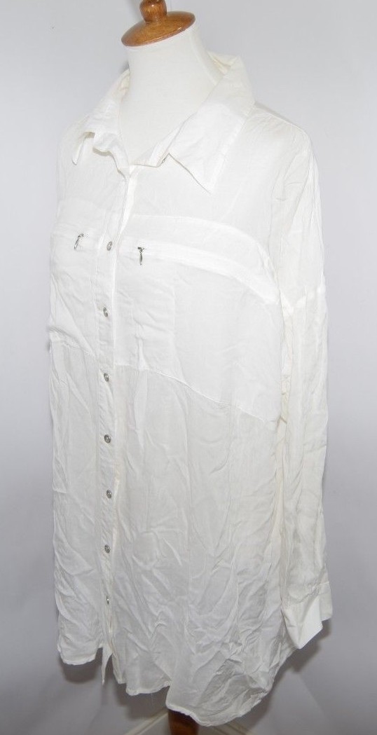 Apostrophe White Button Down Work Blouse Long Sle… - image 7