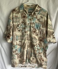 Pierre Cardin Hawaiian Shirt Mens Pastel Scenic Short Sleeve Shirt Sz L