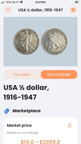 US 1945-D WALKING LIBERTY 1/2 SILVER DOLLAR CERCULATED VF (21-226)