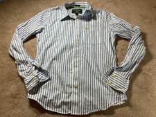 Abercrombie  Fitch Muscle Mens Size S Shirt Button Up Blue Striped Long Sleeve