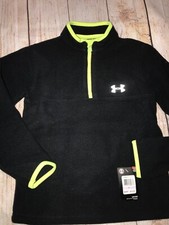 Under Armour Size 6 Black Neon Fleece Pullover New Half Zip