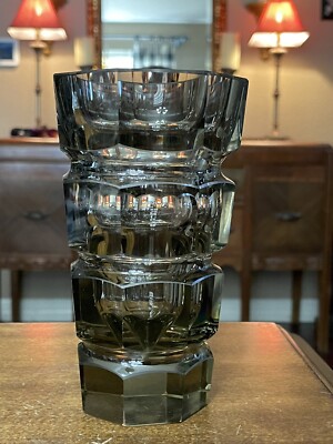 Vtg Moser Jugendstil Art Deco Josef Hoffmann 6'' Smoke Vase Wiener Werkstatte