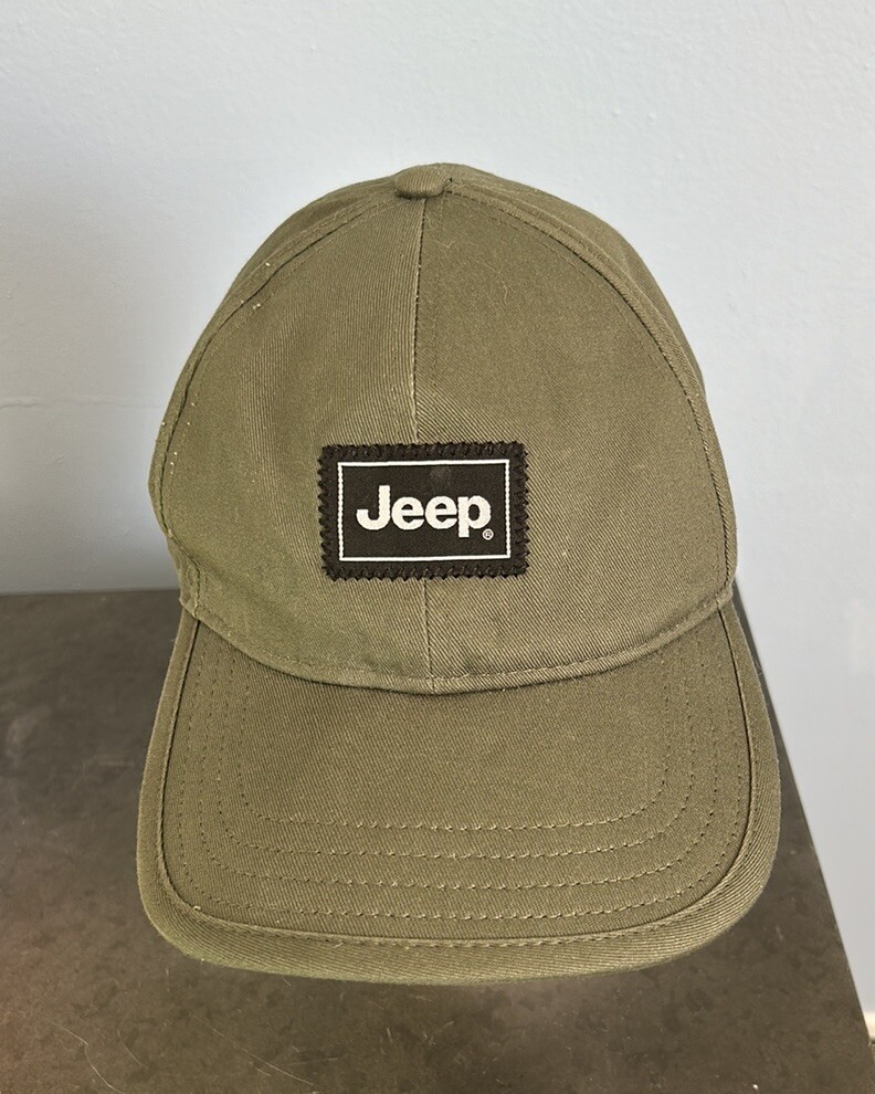 Jeep Hat Cap Adjustable One Size Cotton OC Headwear Army Olive Green Patch Logo