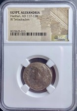 Emperor Hadrian Tetradrachm 117-138 AD NGC Genuine Minted in Alexandria Egypt