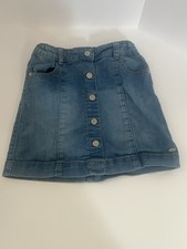 Tommy Hilfiger Blue Denim Silver Button Front Knee Straight/Pencil Skirt Girl 7