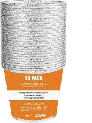 30 Pack BAC407 Grease Bucket Liner for Traeger Grills,Drip Liner Drip Pan