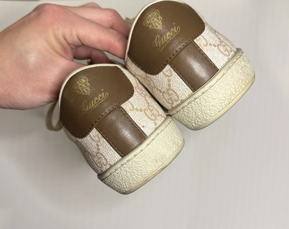 Zapatillas Gucci GG Brooklyn para hombre, blancas/beige/bronceadas, talla para hombre 7,5/euro 37 ¡con caja! Foto 3 de 4