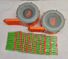 Nerf N-Strike Rapid Fire CS-35 Dart Drum Round Magazine Lot Of 2 With Bullets