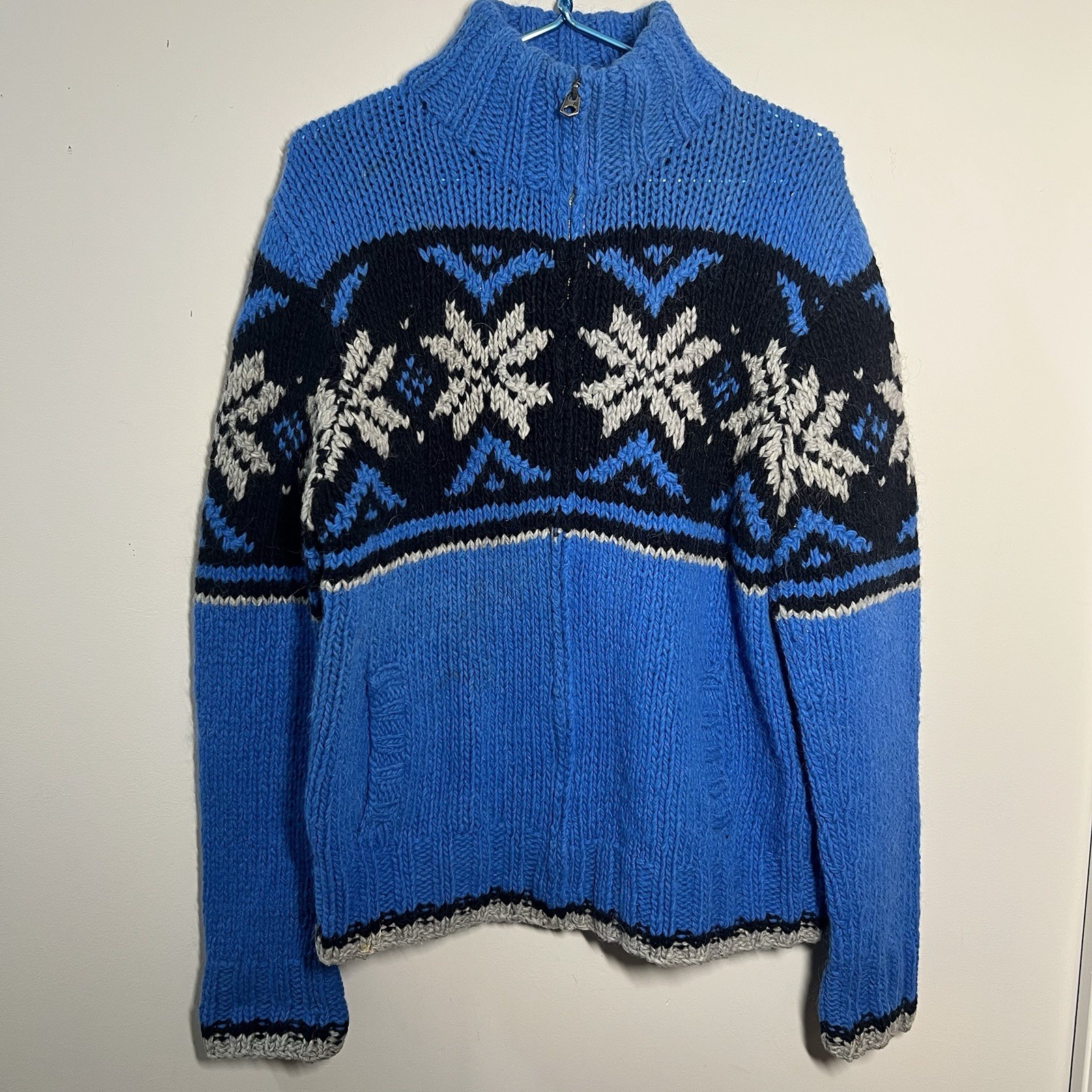 VTG American Eagle Outfitters Large Full Zip Jacket Nordic Blue Alpaca Wool