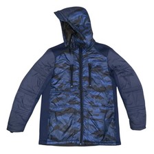 Urban Republic Kid's Boy's Blue Camo Printed Full-Zip Hooded Coat Jacket Size M