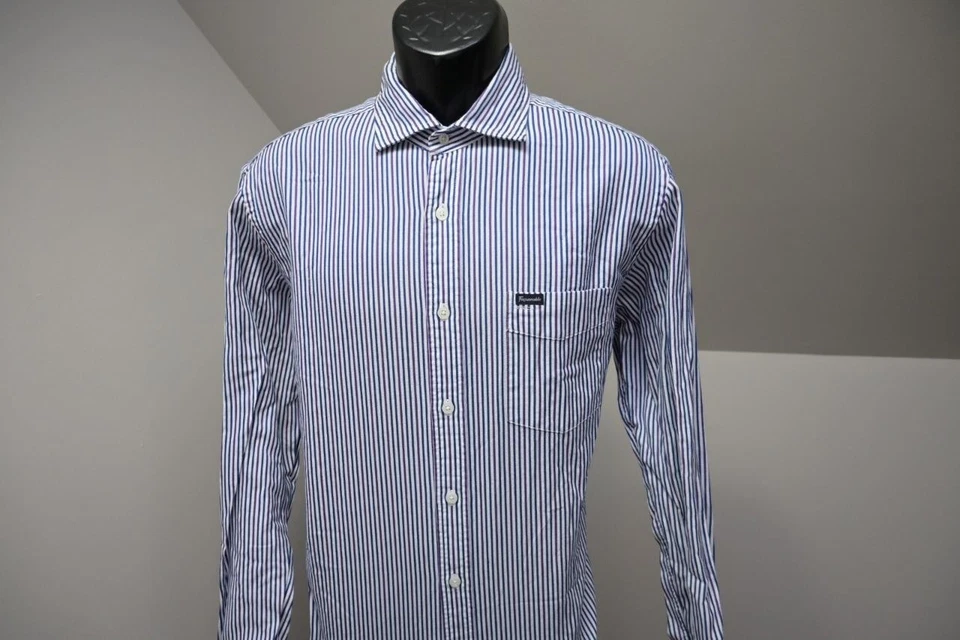 Camisa de Vestir Faconnable Francia Club Deauville Rayas Manga Larga Para Hombre Talla Grande Foto 3 de 4