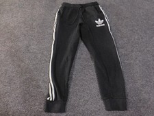 Adidas Pants Mens Medium Black White Originals 3 Stripes Joggers Sweatpants