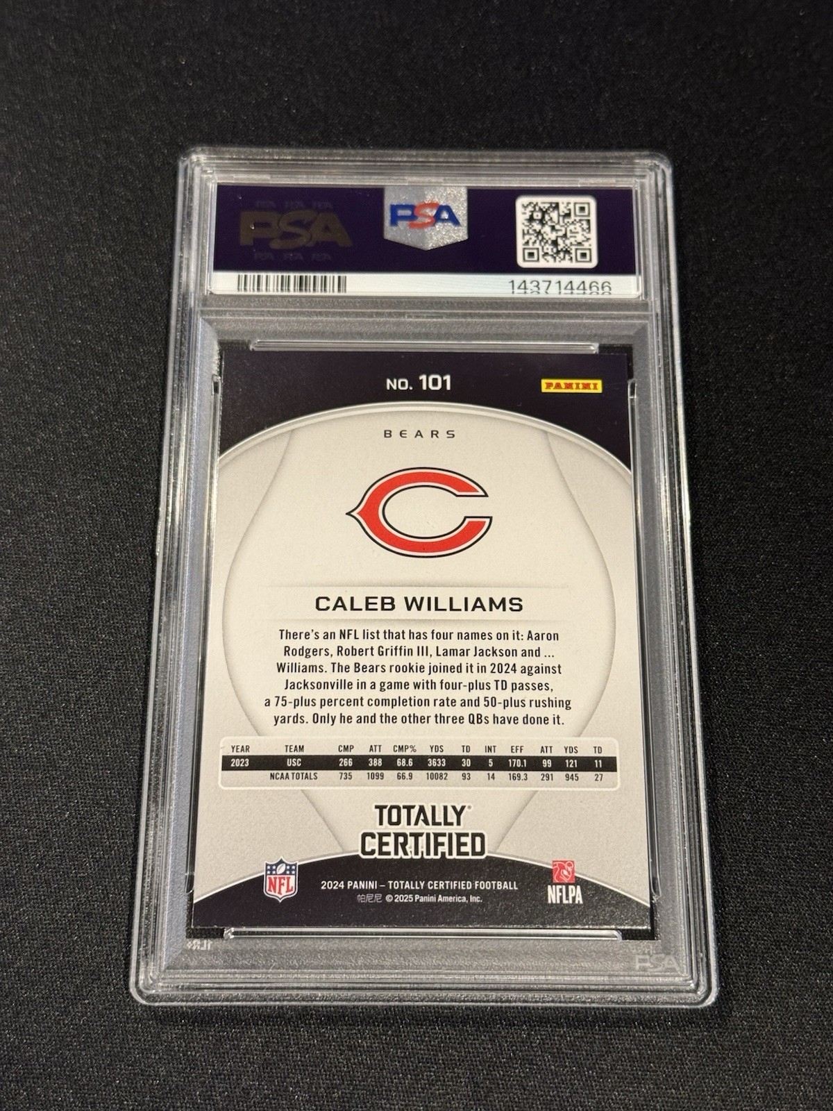 2024 Totally Certified Caleb Williams #101 PSA 7 view 3