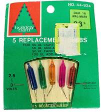 2.5 - 3 volt Christmas Light Bulbs 5 Multi Mini for 50 100 Count Strings Vintage