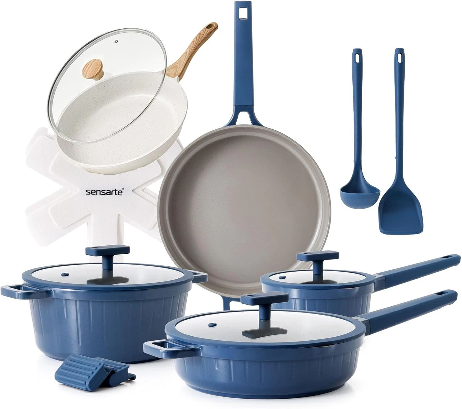 15-Piece Ceramic Nonstick Cookware Set, Induction Compatible