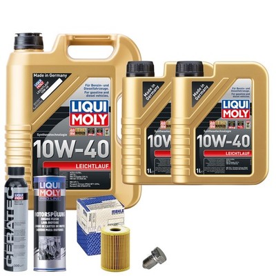 Motoröl 10W40 LIQUI MOLY 7L+MAHLE Ölfilter+Spülung+Cera Tec+Ölablassschraube