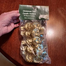 Vintage Biedermann German Metal Gold CANDLE HOLDER CLIPS for Christmas Tree