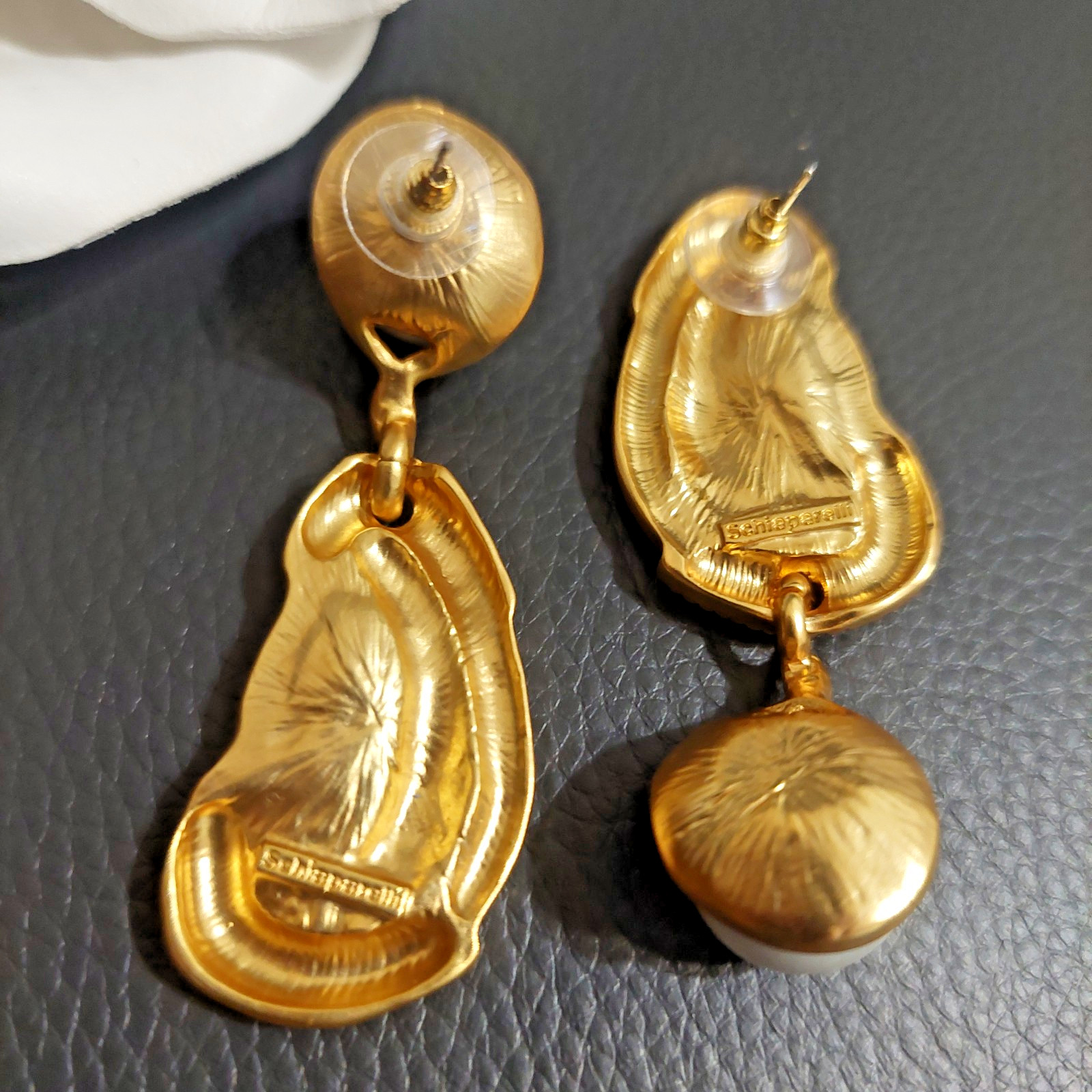 Auth SCHIAPARELLI Rhinestone Statement Earrings -… - image 3