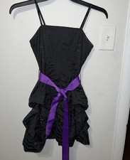 Vintage Y2K City Triangles Black Ruffle Mini Dress With Purple Formal Size 3