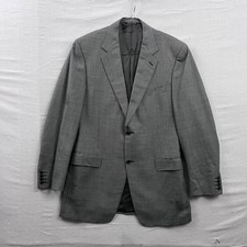Canali Blazer Mens 52L Grey Houndstooth Pure Wool 2-Button Made in Italy