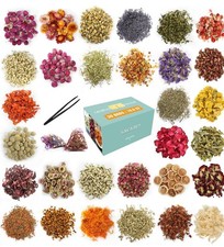Assorted Mixed Dried Flowers Herbs Botanicals Lot, Labeled Zip Bags