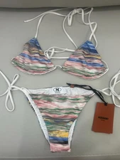 Missoni Stripe 2 Piece Triangle Halter Bikini Size 38/ 40 IT US XS/S NWT