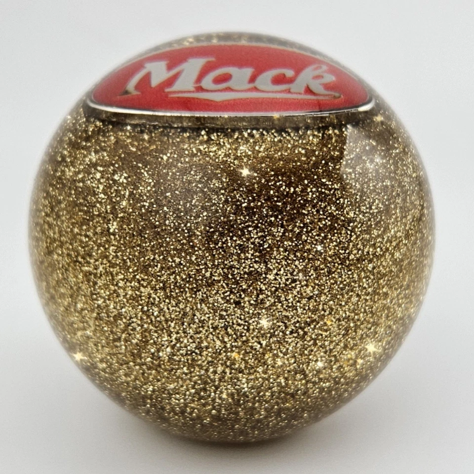 Perilla de cambio Mack Vintage Roadway estilo Hanco semi camión dorado brillo Foto 3 de 3