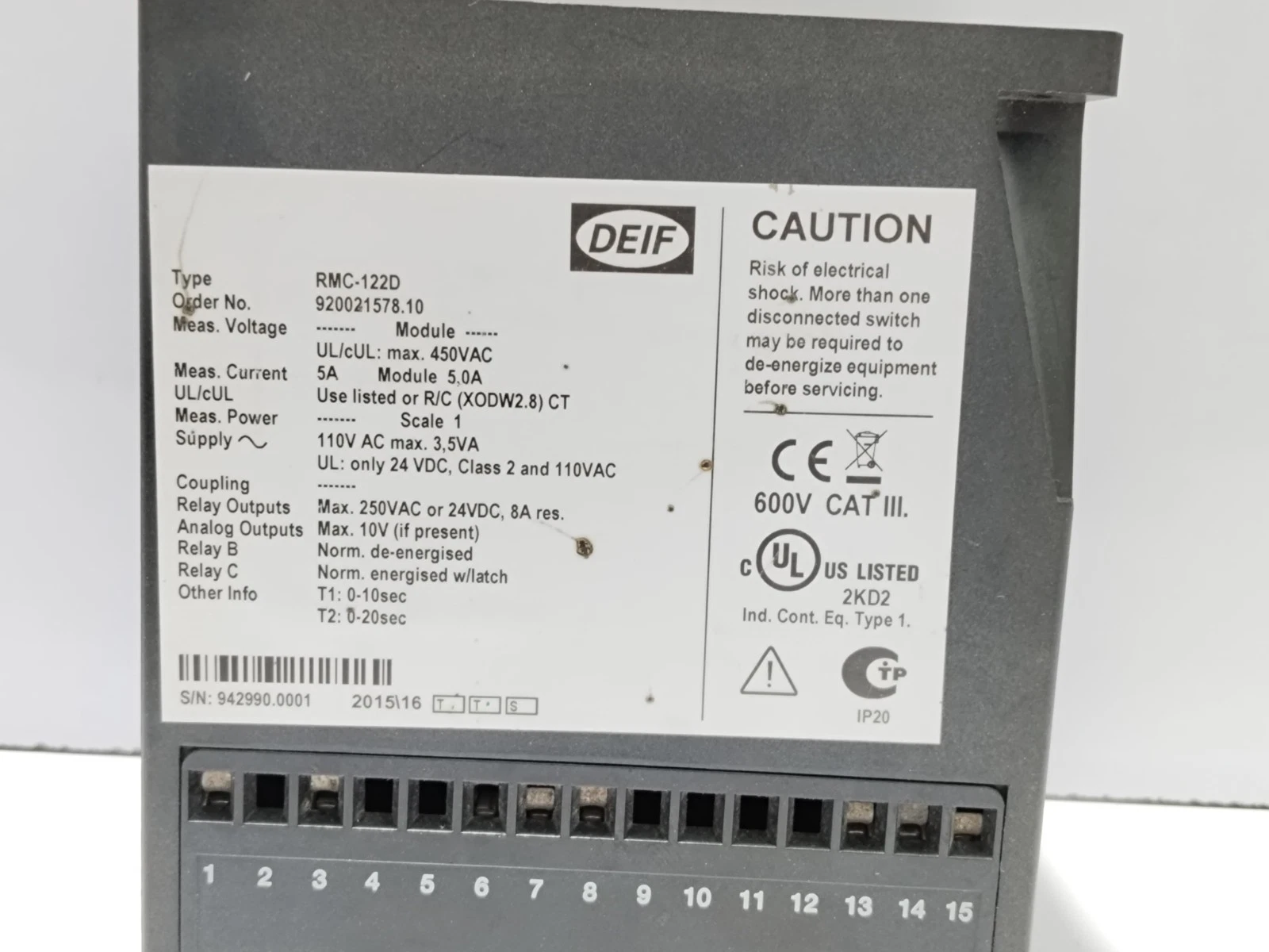 RMC-122D CURRENT RELAY 5 AMP