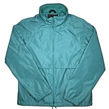Vtg 90s Eddie Bauer Mens Small Teal Nylon Windbreaker Full Zip Jacket Mesh Lined