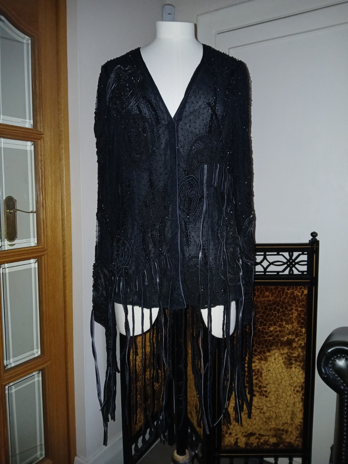 Giorgio Armani Black Beaded Leather Trim Jacket - 44 RRP £6000 image 2
