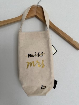NWT Kate Spade New York Miss to Mrs Canvas Wine Tote Bag Bridal Gift