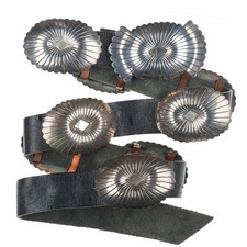 36" Vintage Navajo sterling silver stamped concho belt ray design