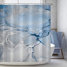 Blue Marble Shower Curtain for Bathroom 72"W x 72"L Pack of 1 White Blue