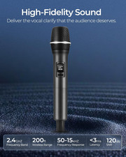 Wireless Microphones Dual Handheld Dynamic Mic with Ultra-Stable Rechargeable