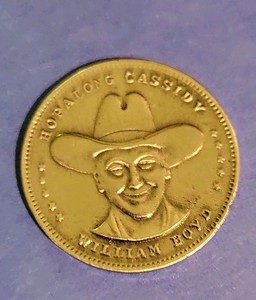 1950's "HOPALONG CASSIDY WILLIAM BOYD" GOOD LUCK FROM HOPPY TOKEN 