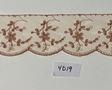 Dusty Rose Scalloped Schiffli Lace -2-3/4" Wide-6 yards Long-Stock #4019-Vintage