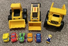 Lot of 3 Caterpillar CAT Construction Site Toy Trucks 3.5" Yellow Bonuses