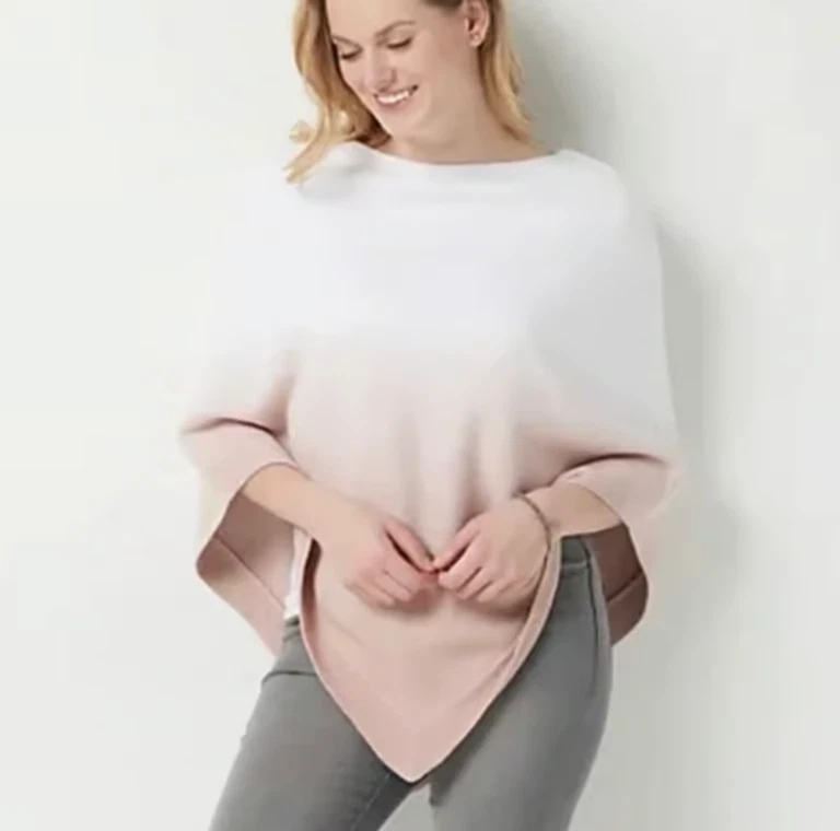 Barefoot Dreams CozyChic Ultra Lite Ocean Breeze Ombre in Rose Mist Poncho OS