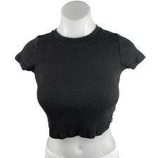 Aritzia TNA Womens Black Short Sleeve Ribbed ...
