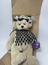 Annette Funicello Collectible Bear Emily Cream Plush Floral Headpiece Lace Shawl