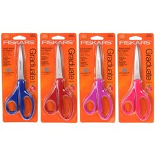 4-Pack Fiskars 8" Graduate Scissors Teen Adult Blue Red Purple Pink Colors