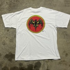 VTG Bacardi Rum Bat T Shirt Mens XL White Logo 90s Liquor Alcohol Doublesided