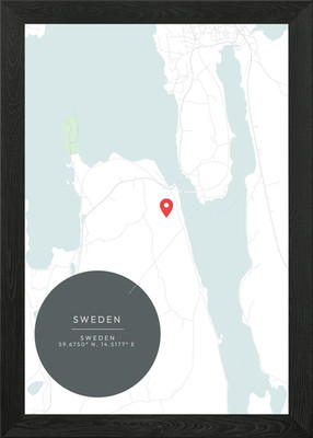 Schweden Karte mit Lage Pin gerahmt Wandbild Poster Leinwanddruck Bild